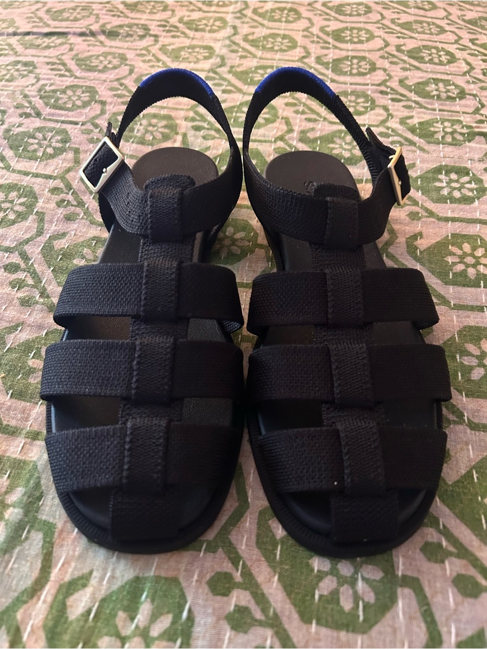 Rothy's Black Woven Fishermen Sandals/ Buckle Ankle Strap NWT Size 7.5 - Picture 3 of 10